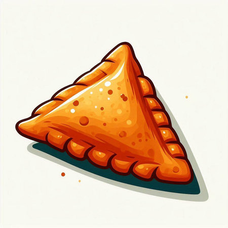 Illustration of a delicious and appetizing homemade samosas.のイラスト素材