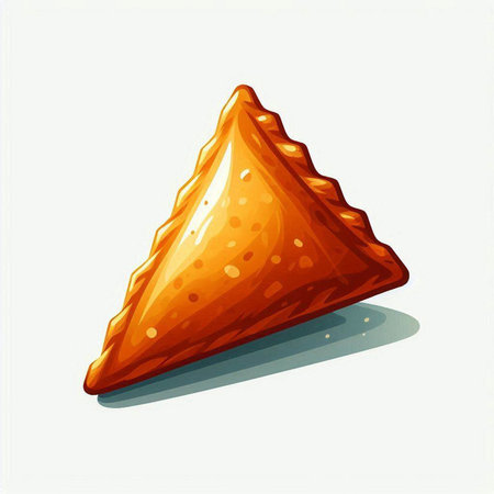 Illustration of a traditional indian samosas on a white backgroundのイラスト素材