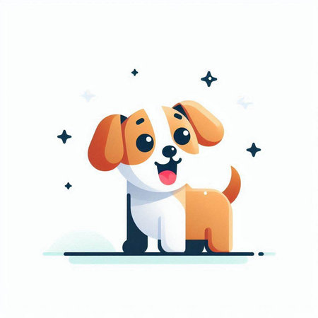 Cute cartoon dog. Vector illustration in flat style on white background.のイラスト素材