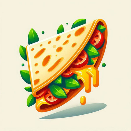 Sandwich with vegetables and cheese on a light background. Vector illustration.のイラスト素材