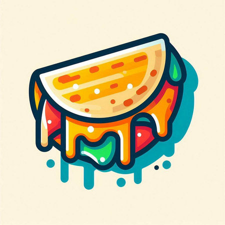 Piece of pizza icon. Vector illustration in cartoon flat style.のイラスト素材