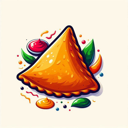 Illustration of traditional indian samosas. Vector illustration.のイラスト素材