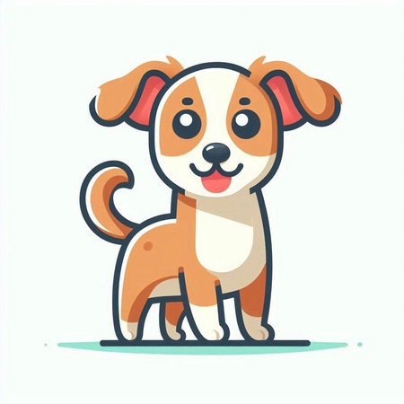 Cute cartoon dog. Vector illustration of a cute dog on a white background.のイラスト素材