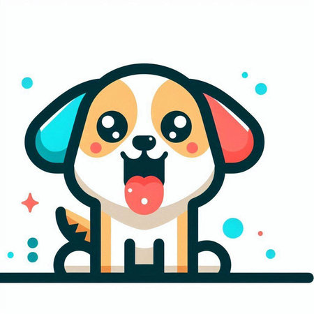 Cute cartoon dog. Vector illustration of a puppy with tongue sticking out.のイラスト素材