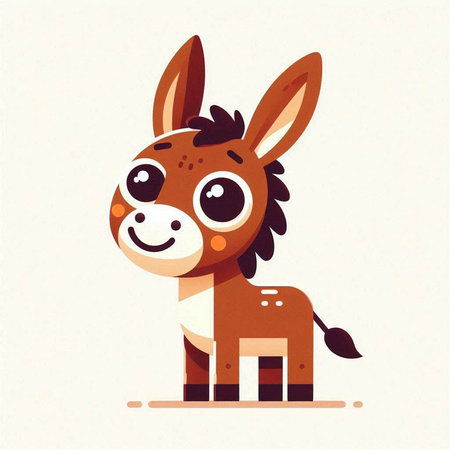 Cute cartoon donkey. Vector illustration of a funny little animal.のイラスト素材