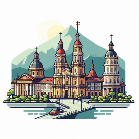 Church of the Holy Trinity in Krasnodar, Russiaのイラスト素材