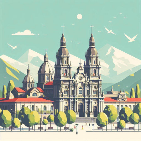 Slovenia, the picturesque and historical city of Ljubljanaのイラスト素材