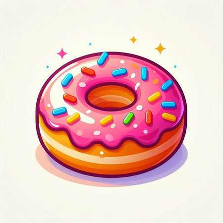 Donut with pink glaze and sprinkles. Vector illustration.のイラスト素材