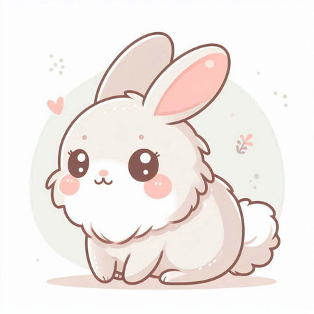 Cute little white rabbit in love. Vector illustration on white background.のイラスト素材