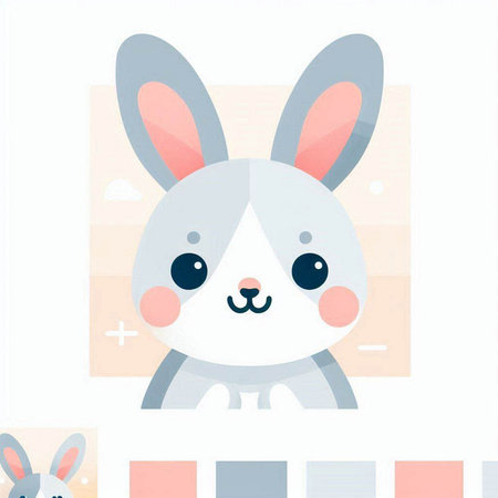 Cute rabbit vector illustration. Cute cartoon rabbit character flat design.のイラスト素材