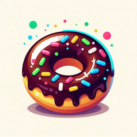 Donut. Vector illustration of donut with colorful sprinkles.のイラスト素材