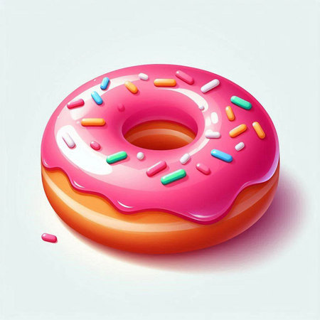 Donut with pink glaze and sprinkles. Vector illustration.のイラスト素材