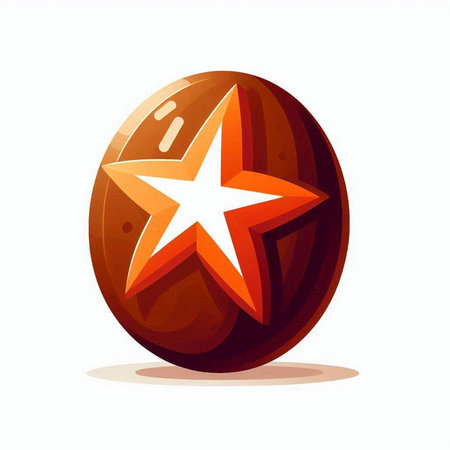 Illustration of a red star on a brown sphere isolated on white backgroundのイラスト素材