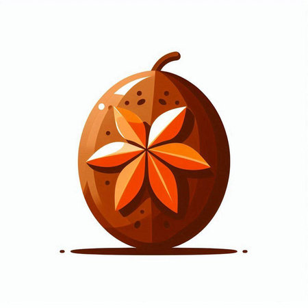 Illustration of a whole and half of a walnut on a white backgroundのイラスト素材