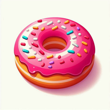 Donut with sprinkles on a white background. Vector illustration.のイラスト素材