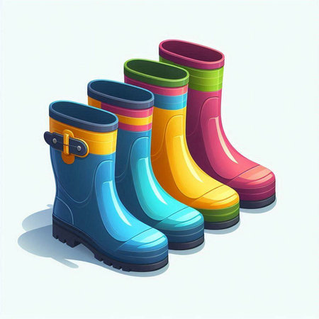 Rubber boots. Isolated on white background. Vector illustration.のイラスト素材