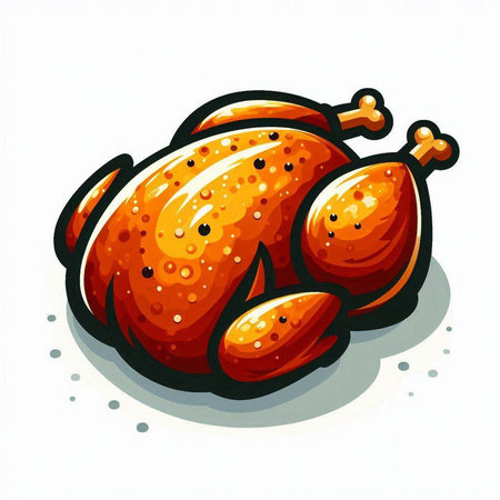 Vector illustration of a roasted turkey on a white background. Hand-drawn style.のイラスト素材