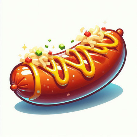 Hot dog on a white background. Vector illustration. Eps 10.のイラスト素材