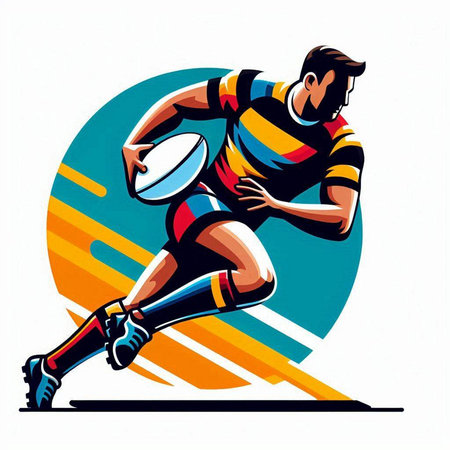 Rugby player with a ball. Vector illustration of a rugby player.のイラスト素材