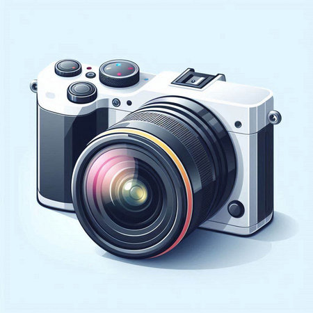Retro camera isolated on white background. Vector illustration. Eps 10.のイラスト素材
