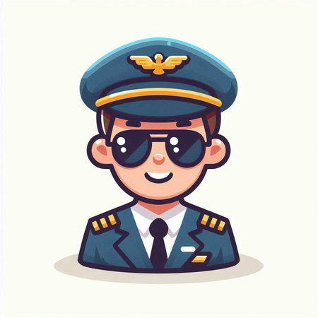 Vector illustration of a cute pilot in uniform. Flat style design.のイラスト素材