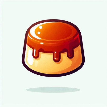 Illustration of a chocolate pudding with caramel on a light background.のイラスト素材