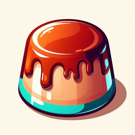 Illustration of a chocolate pudding in a glass bowl on a white backgroundのイラスト素材