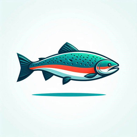 Vector illustration of a salmon fish on a light background. Vector illustration.のイラスト素材