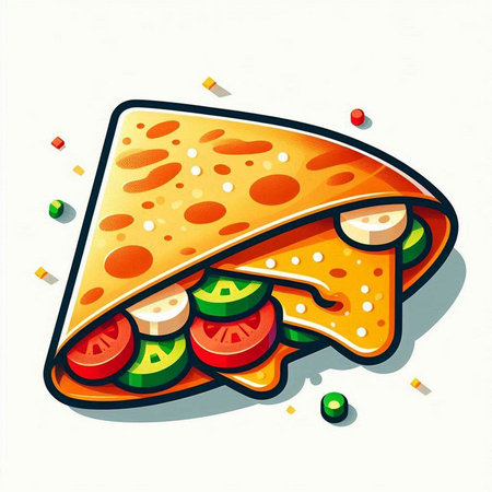 Illustration of a sandwich with cheese, tomato, cucumber and pepperのイラスト素材