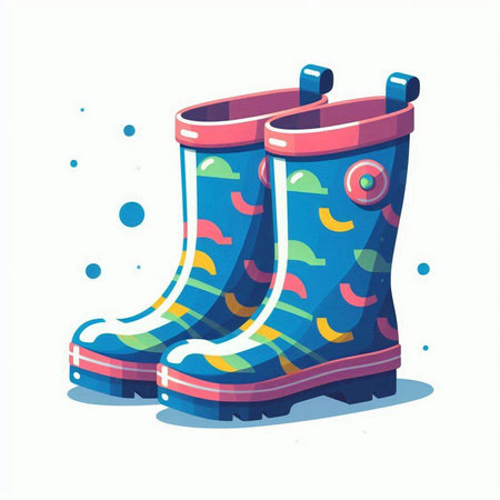 Cartoon rubber boots isolated on a white background. Vector illustration.のイラスト素材
