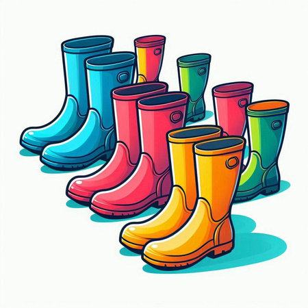 Rubber boots on a white background. Vector illustration of rubber boots.のイラスト素材