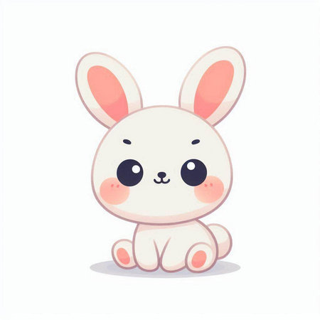 Cute cartoon bunny. Vector illustration isolated on a white background.のイラスト素材