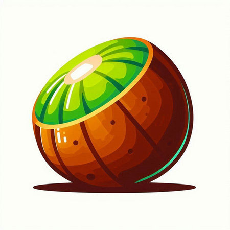 Kiwi fruit isolated on white background. Cartoon style. Vector illustration.のイラスト素材