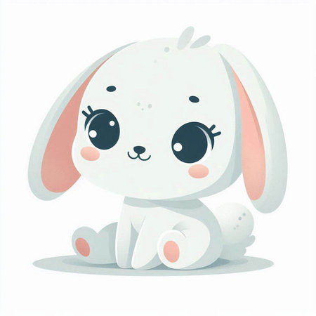 Cute baby rabbit. Vector illustration of a cute white rabbit.のイラスト素材