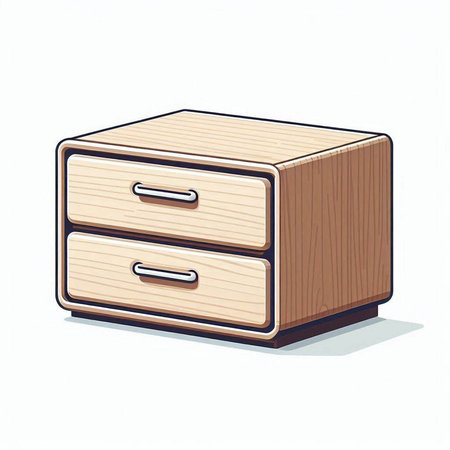 Illustration of a wooden chest of drawers on a white backgroundのイラスト素材