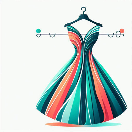 Illustration of a beautiful dress on a hanger. Vector illustrationのイラスト素材