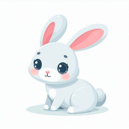 Cute cartoon rabbit. Vector illustration isolated on a white background.のイラスト素材