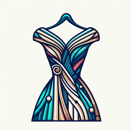Illustration of a beautiful dress on a mannequin. Vector illustrationのイラスト素材