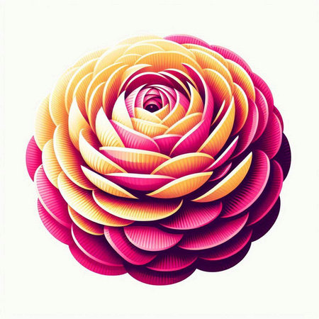 abstract colorful rose flower isolated on white background. 3d illustrationのイラスト素材
