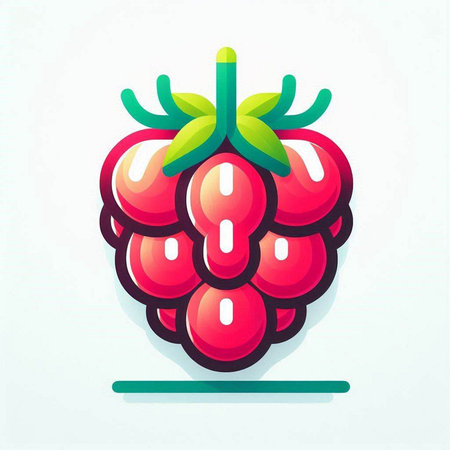Raspberry icon. Vector illustration in flat style isolated on white background.のイラスト素材