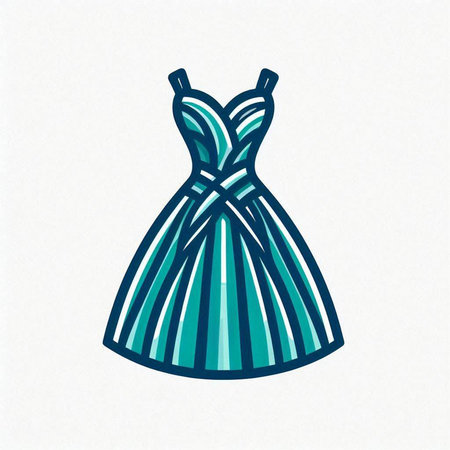 Illustration of a beautiful blue dress on a white background, vectorのイラスト素材