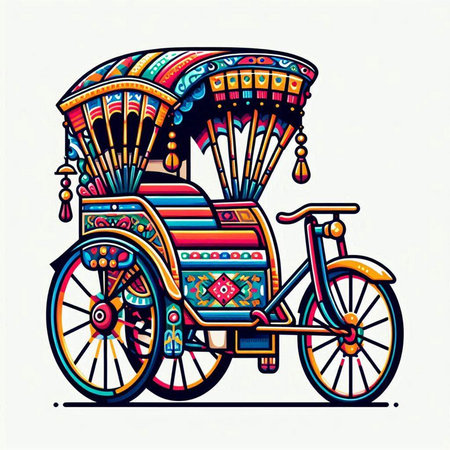Tuk-tuk, traditional rickshaw, vector illustrationのイラスト素材
