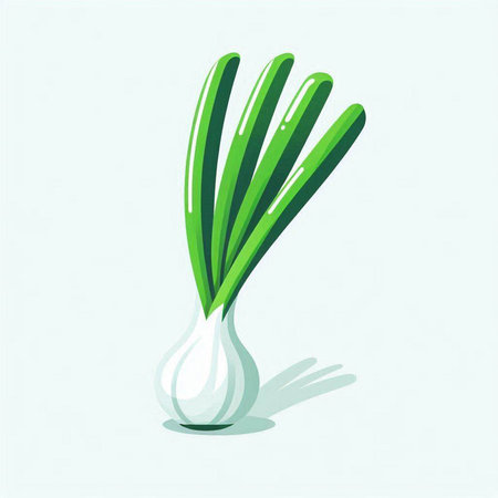 Illustration of green onion on a white background. Vector illustration.のイラスト素材