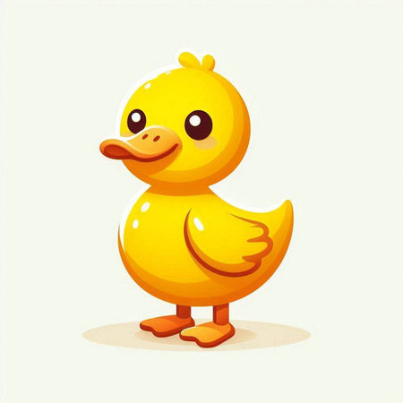 Cute cartoon yellow duckling. Vector illustration isolated on white background.のイラスト素材