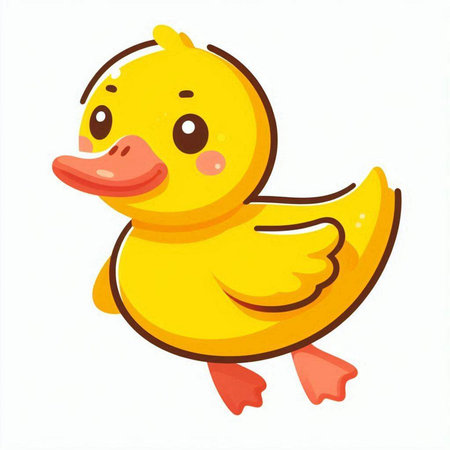Cute yellow rubber duck on a white background. Vector illustration.のイラスト素材
