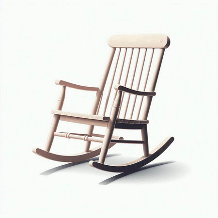 Wooden rocking chair on a white background. 3D illustration.のイラスト素材