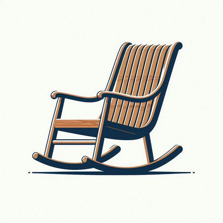 Wooden rocking chair in retro style. Isolated vector illustration.のイラスト素材