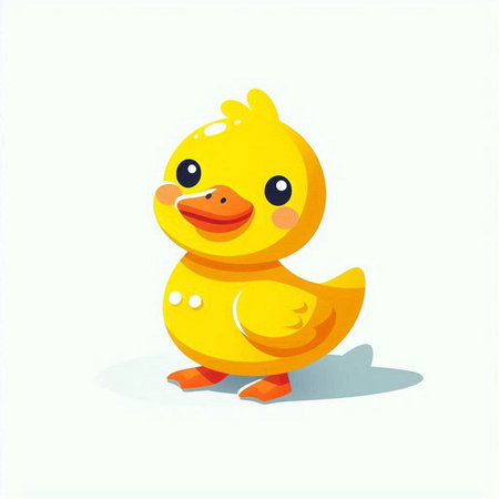 Cute yellow rubber duck isolated on white background. Vector illustration.のイラスト素材