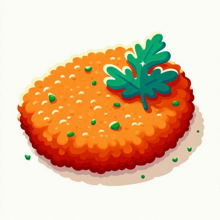 Illustration of a carrot cake with parsley on a white backgroundのイラスト素材