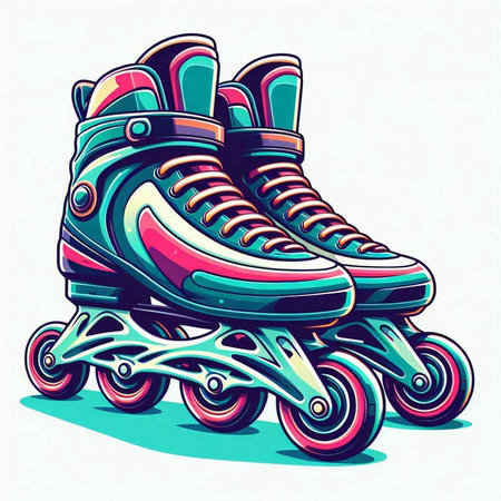 Roller skates isolated on white background. Retro style. Vector illustration.のイラスト素材